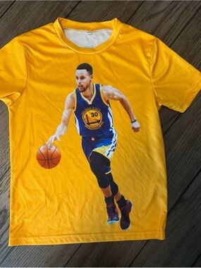 Yellow Basketball Graphic Tee with Steph Curry